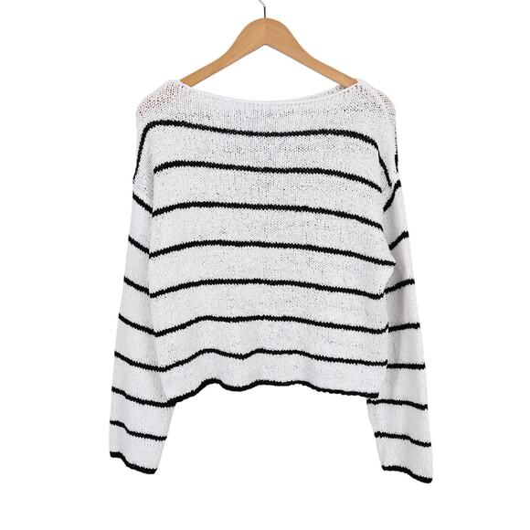 Madewell Boatneck Pullover Sweater Black Mini Stripe Size Small NWT - Picture 7 of 8